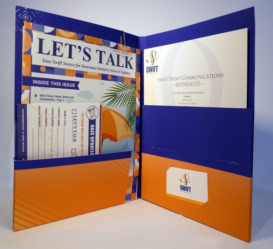 presentation folder with printed insurance materials
